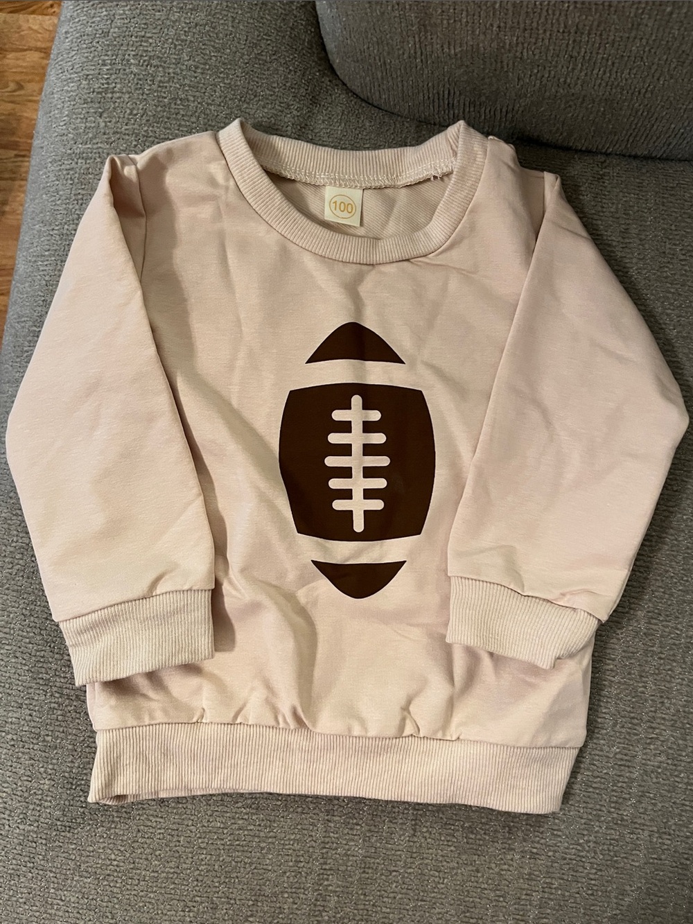 Kids Football Graphic Sweatshirt & Jogger Set - Tan